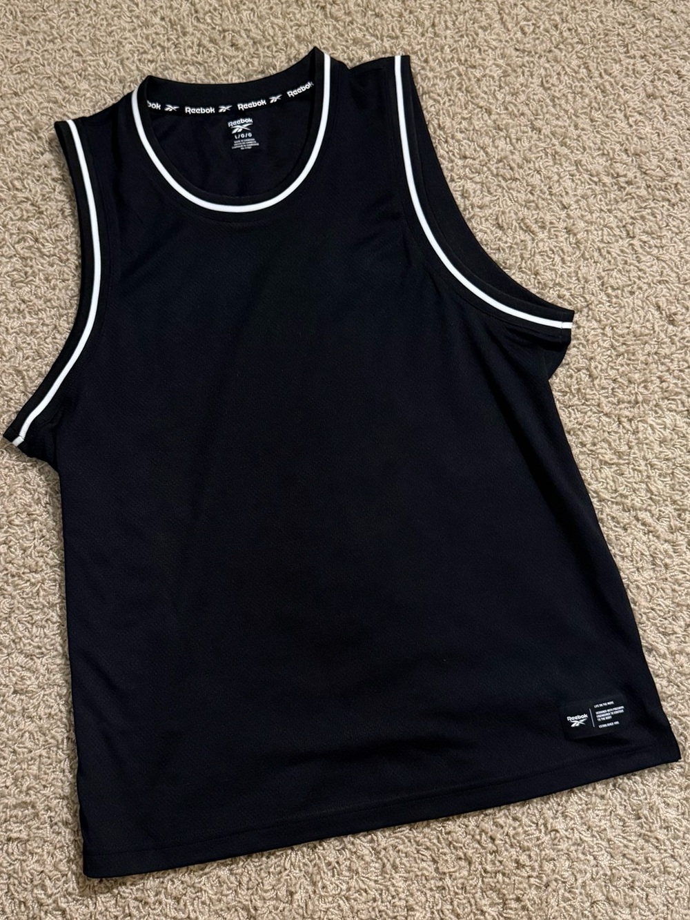 Reebok Black Mesh Basketball Tank Top Size L